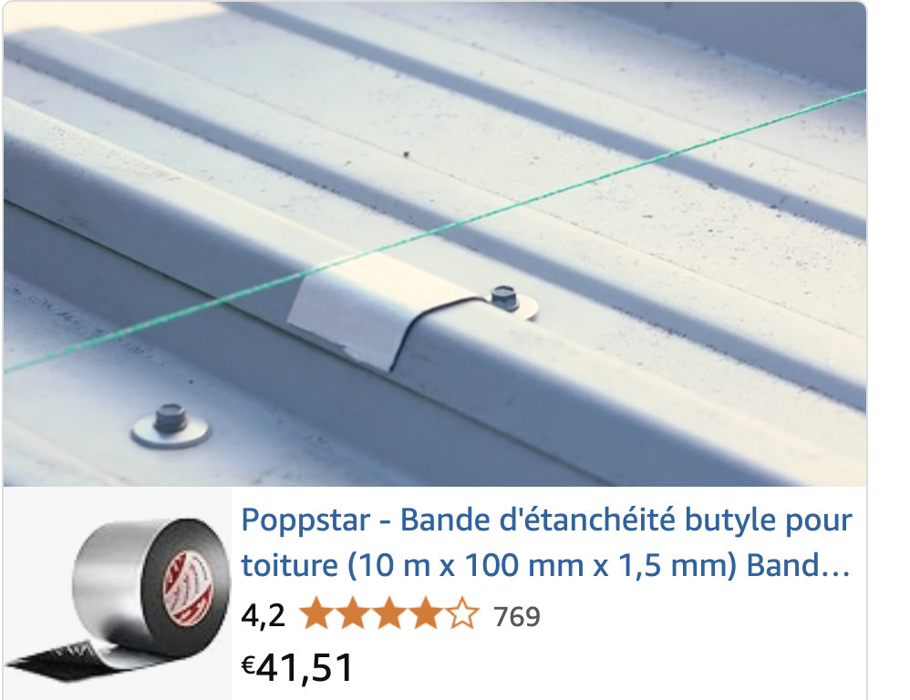 Bande d'étanchéité butyle pour toiture (10 m x 100 mm x 1,5 mm) Bande de solin extrêmement adhésive à froid revêtement aluminium