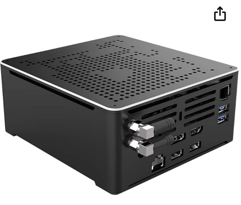 HUNSN 4K Mini PC, HTPC, NUC, Small Server, Windows 11 Or Linux Ubuntu, Support Proxmox, Vmware, ESXI, KODI, Intel XEON E-2286M, BY02, DP, HDMI, Type-C, 2 x LAN, 16G RAM, 256G SSD, Magic Kube